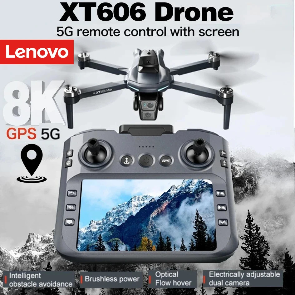 Lenovo XT606 8K GPS Drone Dual Camera 5G FPV Obstacle Avoidance Pro RC QuadProX