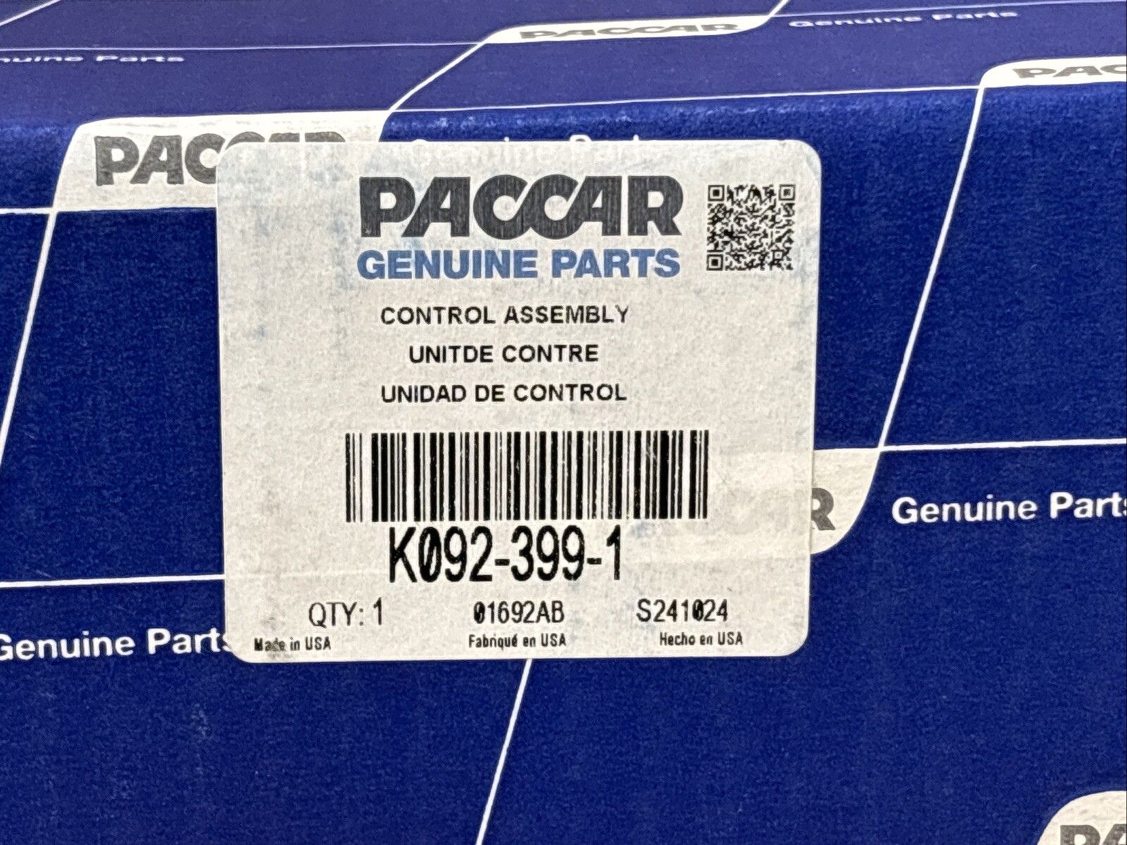 NEW PACCAR OEM HEAT / AC TEMPERATURE CONTROL PANEL ASSEMBLY UNIT ~ K092-399-1