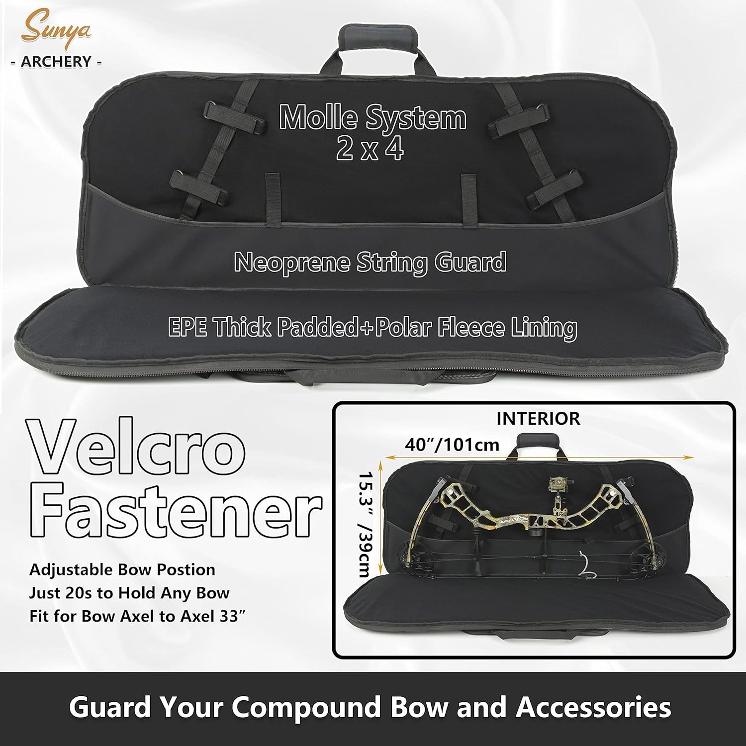 Compound Bow Case with Molle System - Neoprene Bow String Protection & Padded...