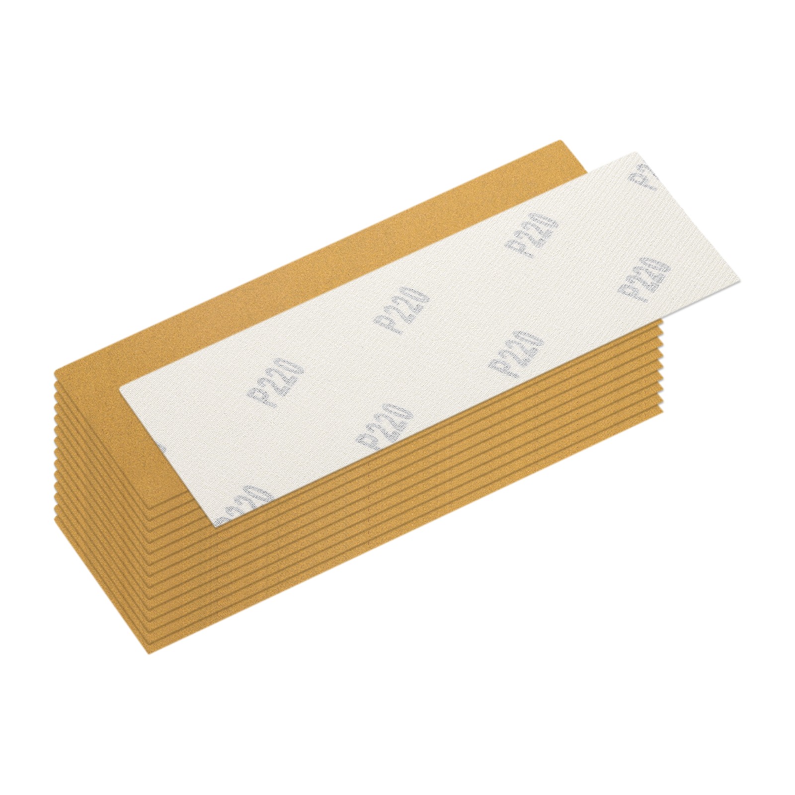 15 Pcs 220 Grit Dry Sandpapers, 1.2 x 3.5 Inch Sand Papers, Gold