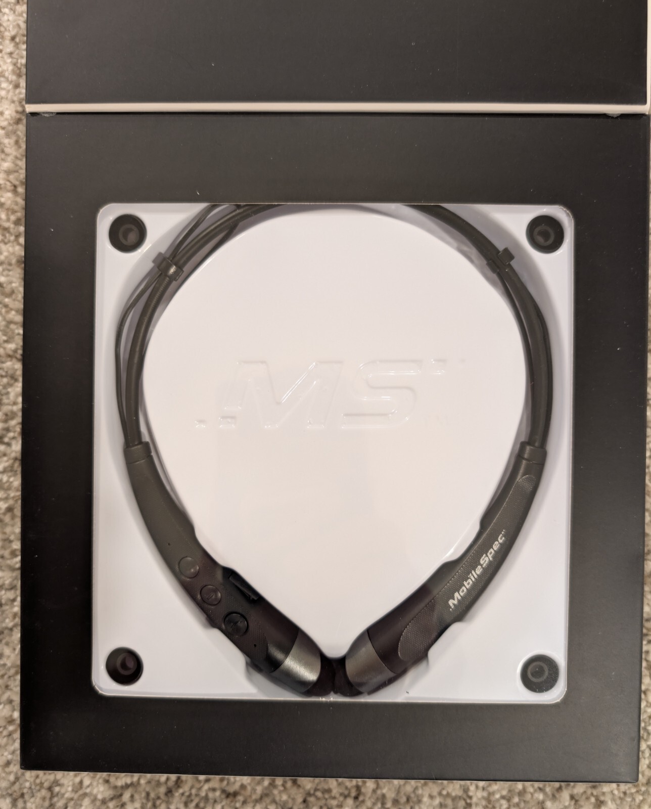 Mobile Spec Stereo Bluetooth Black, Foldable Neckband Earbuds MSB11182