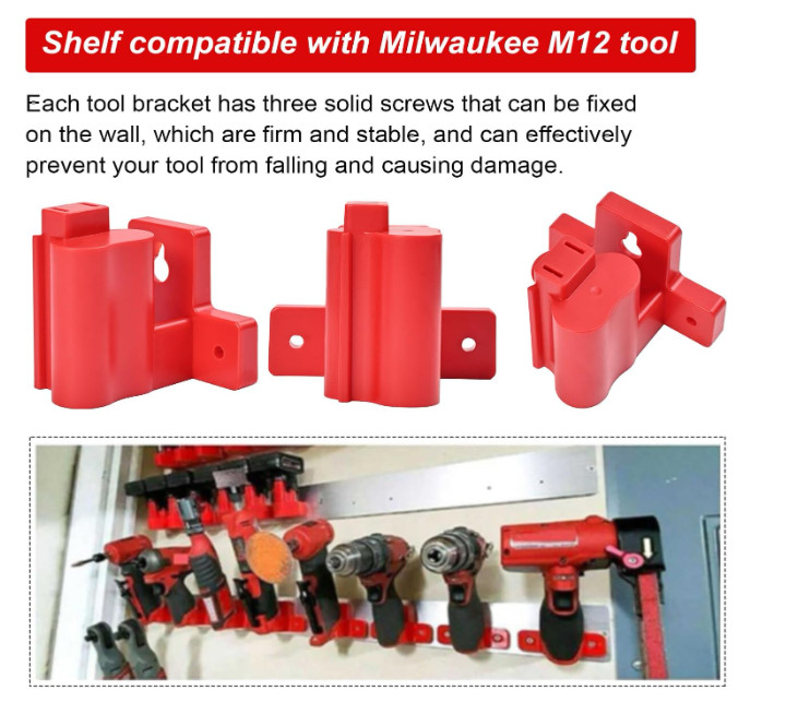 Tool Holders and Battery Holder Compatible Milwaukee M12 12V Wall Mount Plastic