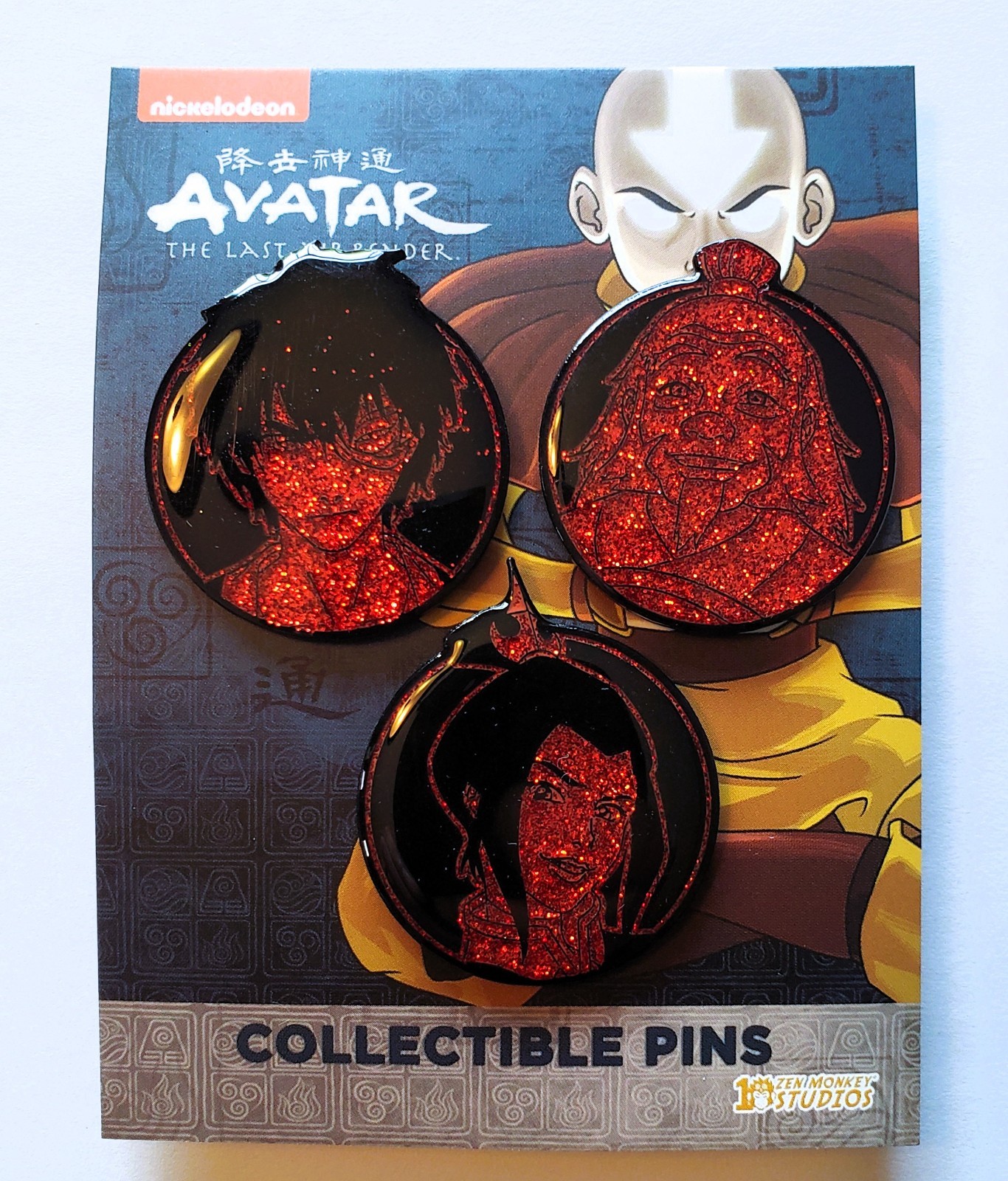 Avatar The Last Airbender Zuko Iroh Azula Fire Nation glitter 3 pin Zen Monkey