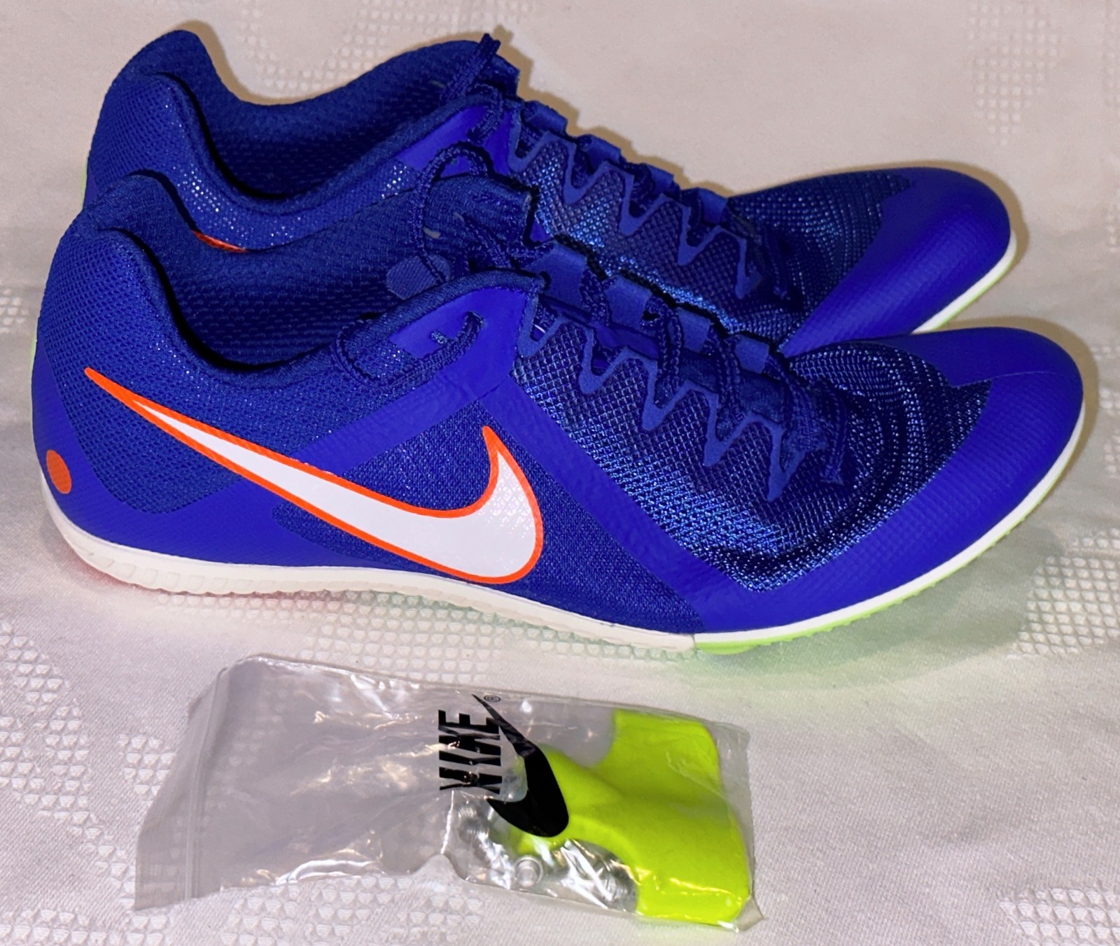 NIKE Rival Multi Use Racer Blue White Track Spikes Shoes Mens Sz 4 7 9.5 10 10.5