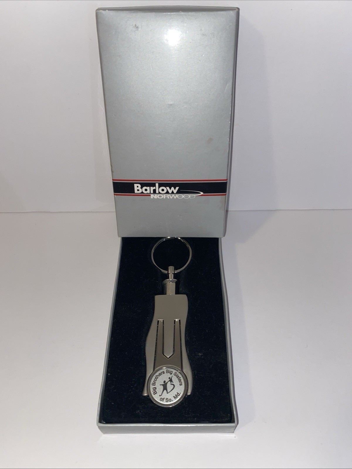 BARLOW DIVOT/BALL MARKER KEY RING WITH BUSINESS ADVERTISEMENT