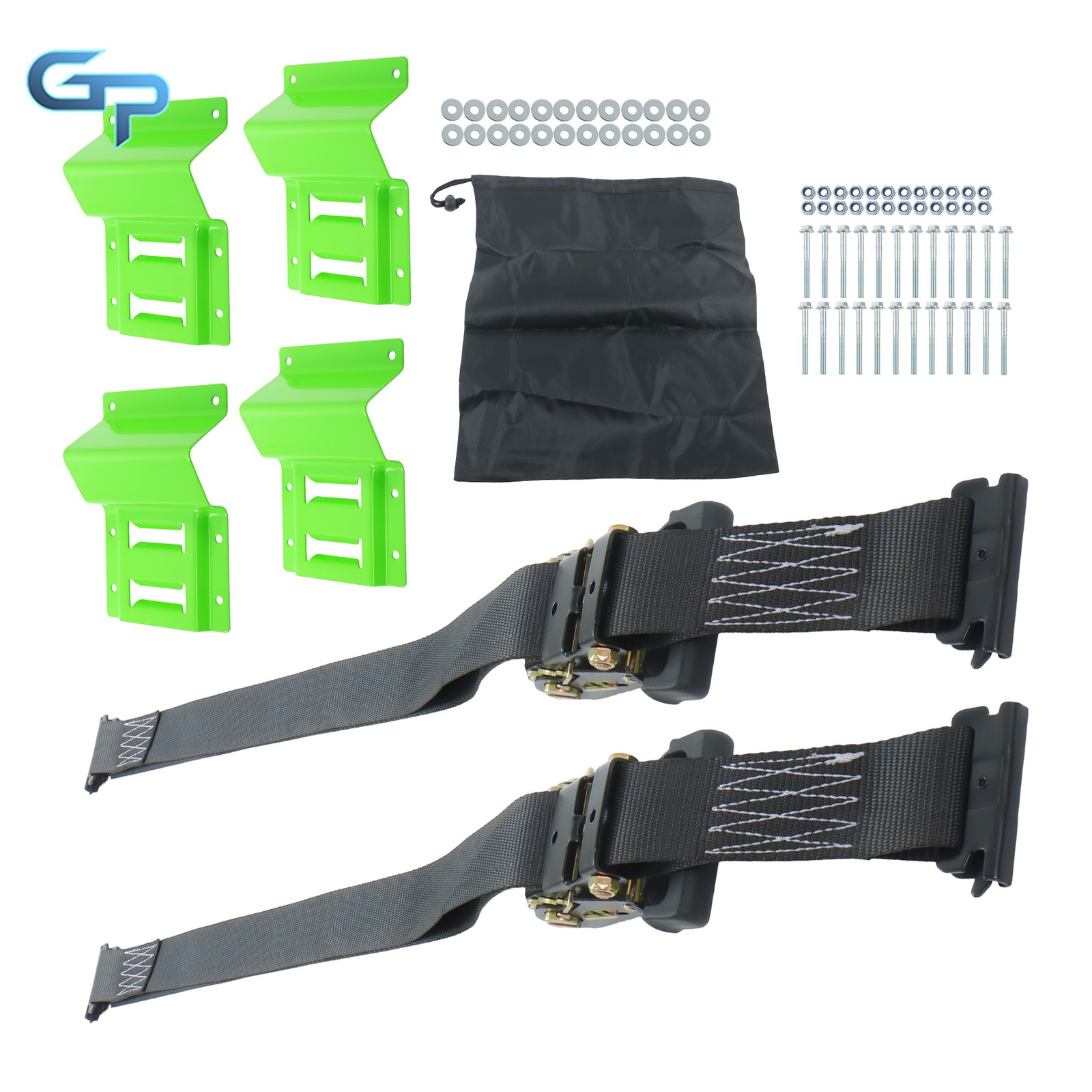 E Track System 8' Black Ratchet Straps Trailer Tire With Wheel Chocks Polyester