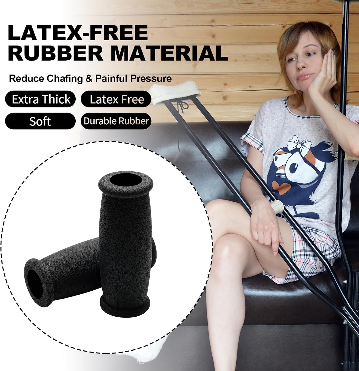 Crutch Padding and Crutches Accessories, Comfort Sets-Black
