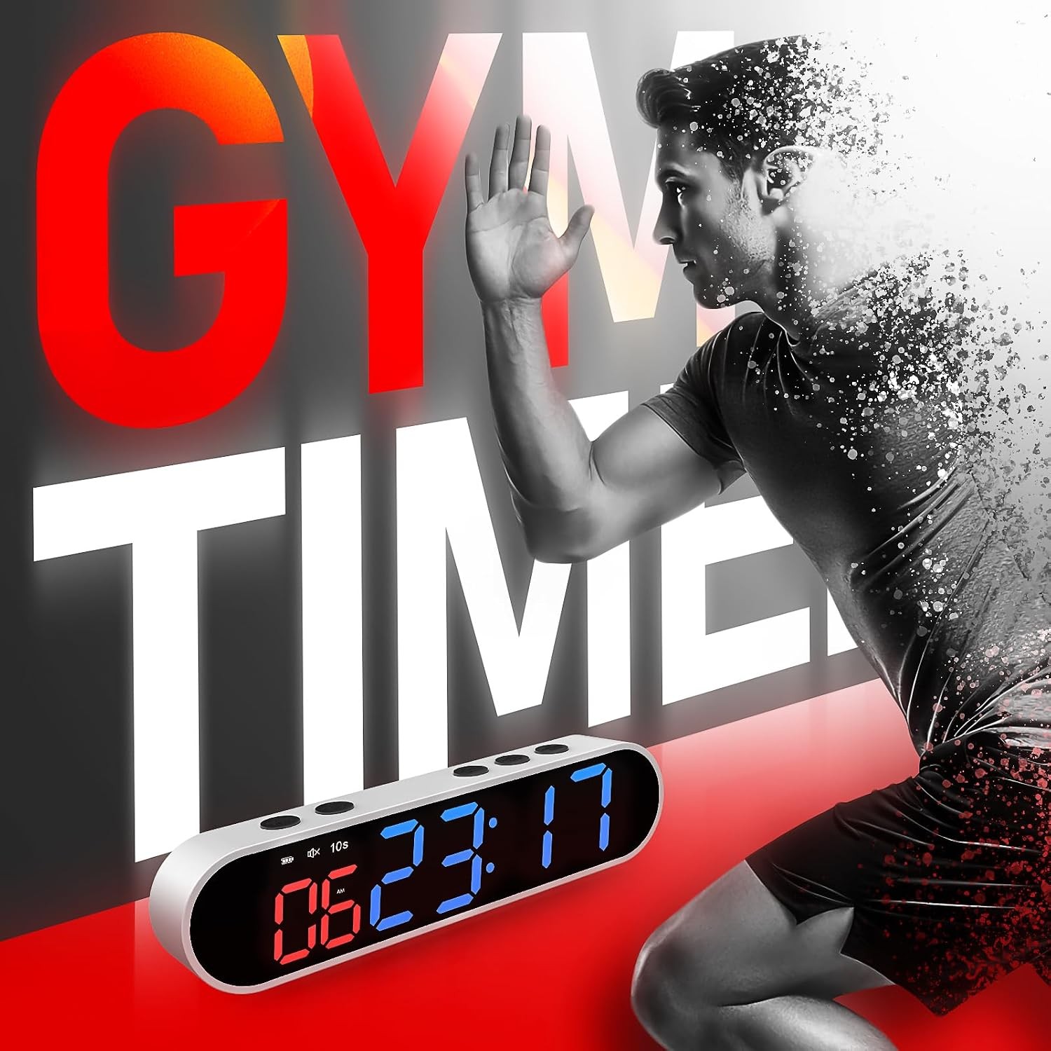 Portable Gym Timer Clock Magnetic Workout Interval Timer 50H Battery Stopwatch