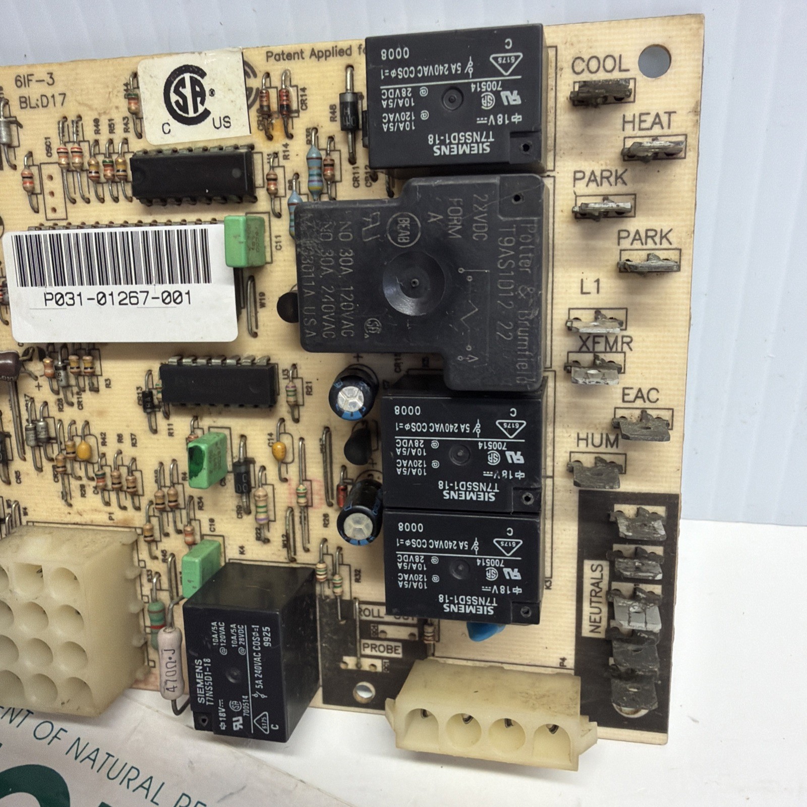 COLEMAN 031-01267-001 CONTROL BOARD