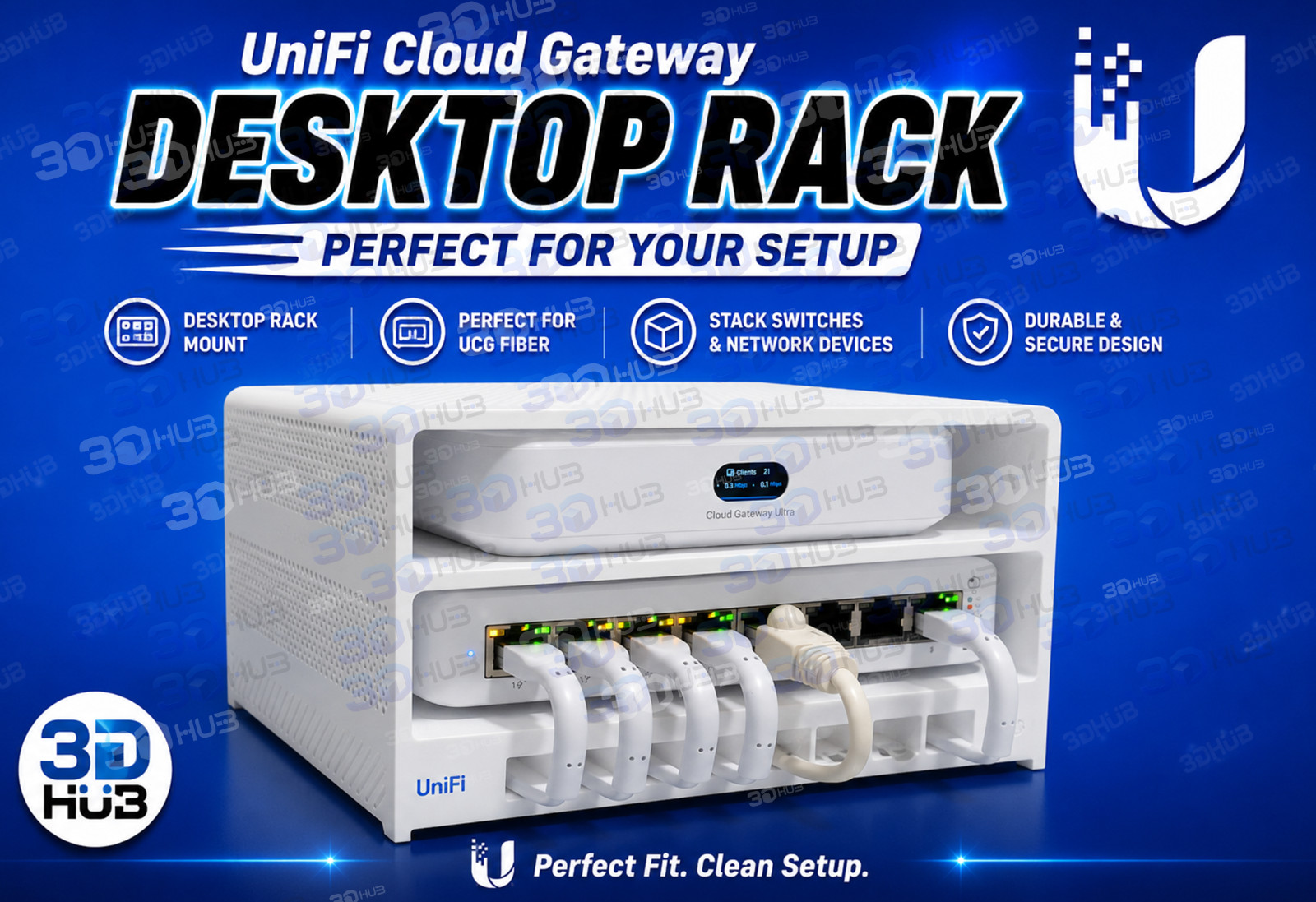 UniFi Cloud Gateway Custom Desktop Rack Mount - Customizations Available !