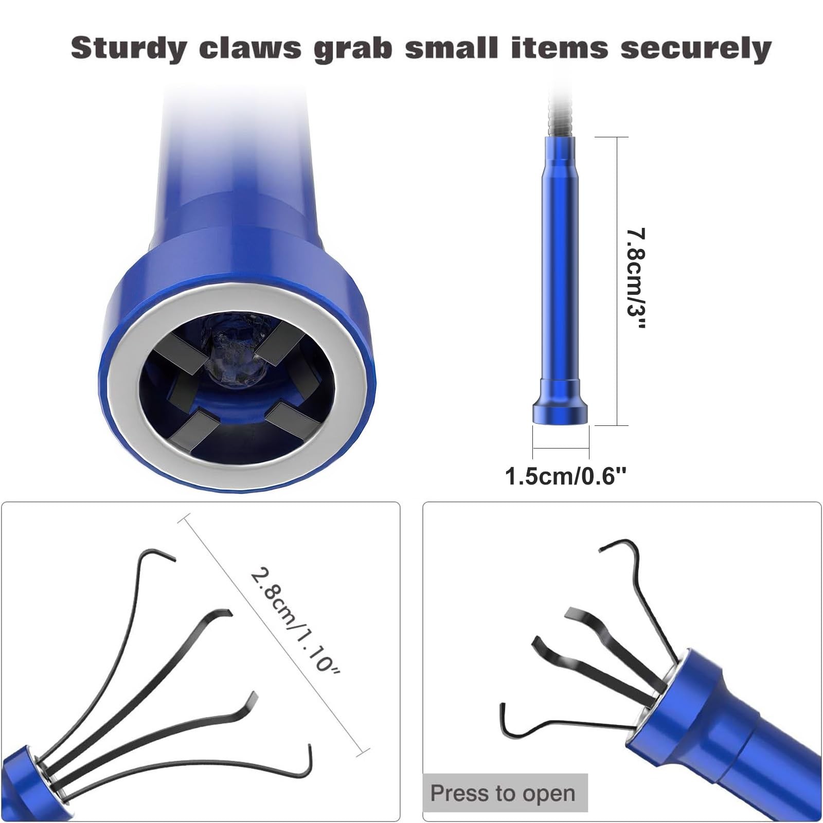 Bendable Magnetic Claw Pickup Tool LED Light Grabber Retrievable Harware Lifter