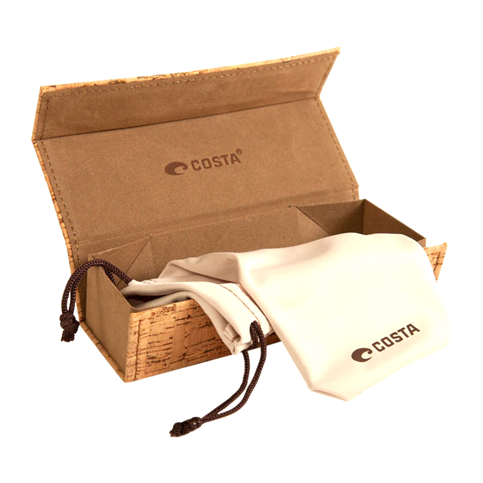 Costa Del Mar Brown Tan Wood Flip Cork Sunglasses Case With Soft Case  brand New