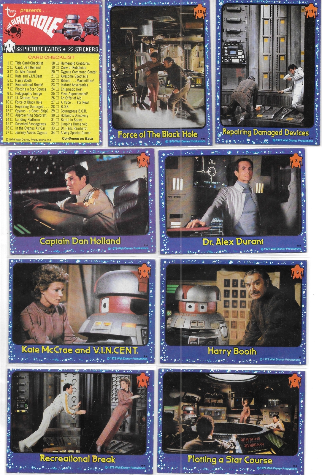 The Black Hole Movie Trading Card And Sticker Singles 1979 Topps YOU CHOOSE CARD