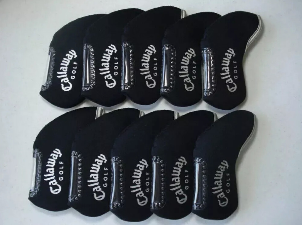 10PCS Golf Iron Head Covers Windows for Callaway Club Headcovers Black Universal