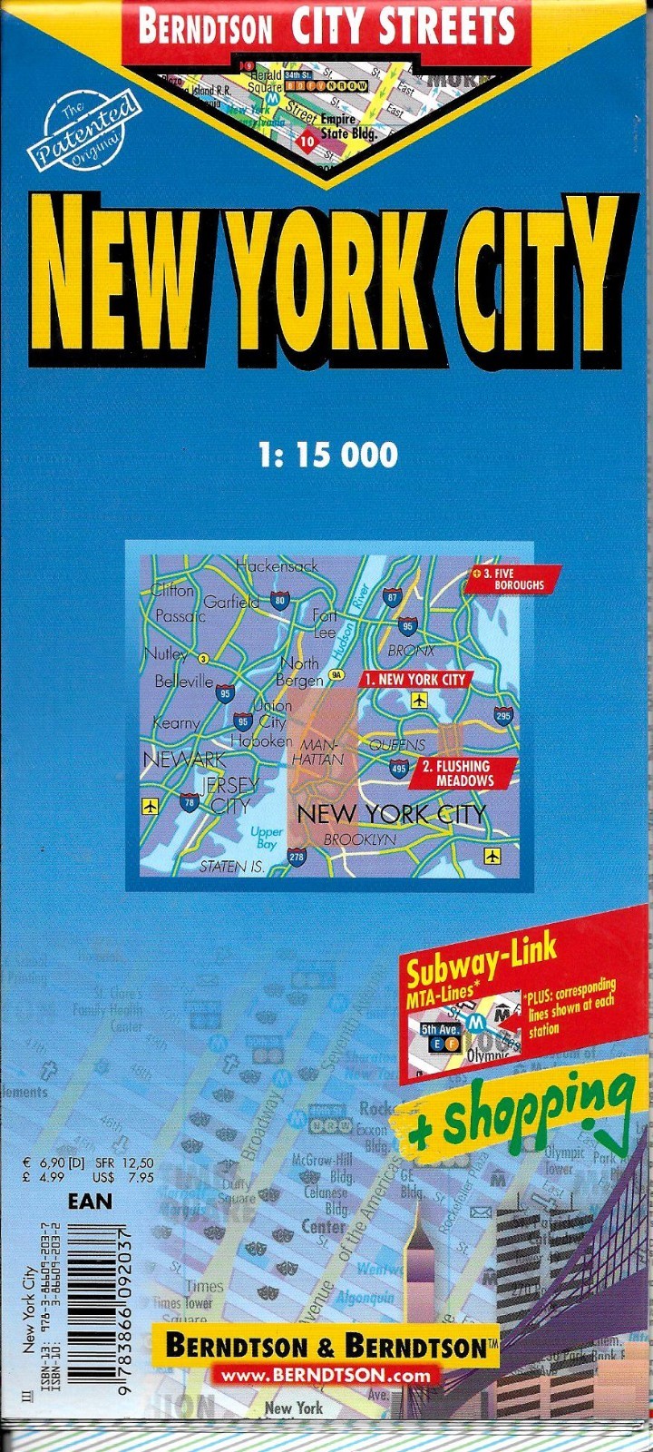 Map of New York City, NY, USA, Laminated & Folded by Berndtson Maps