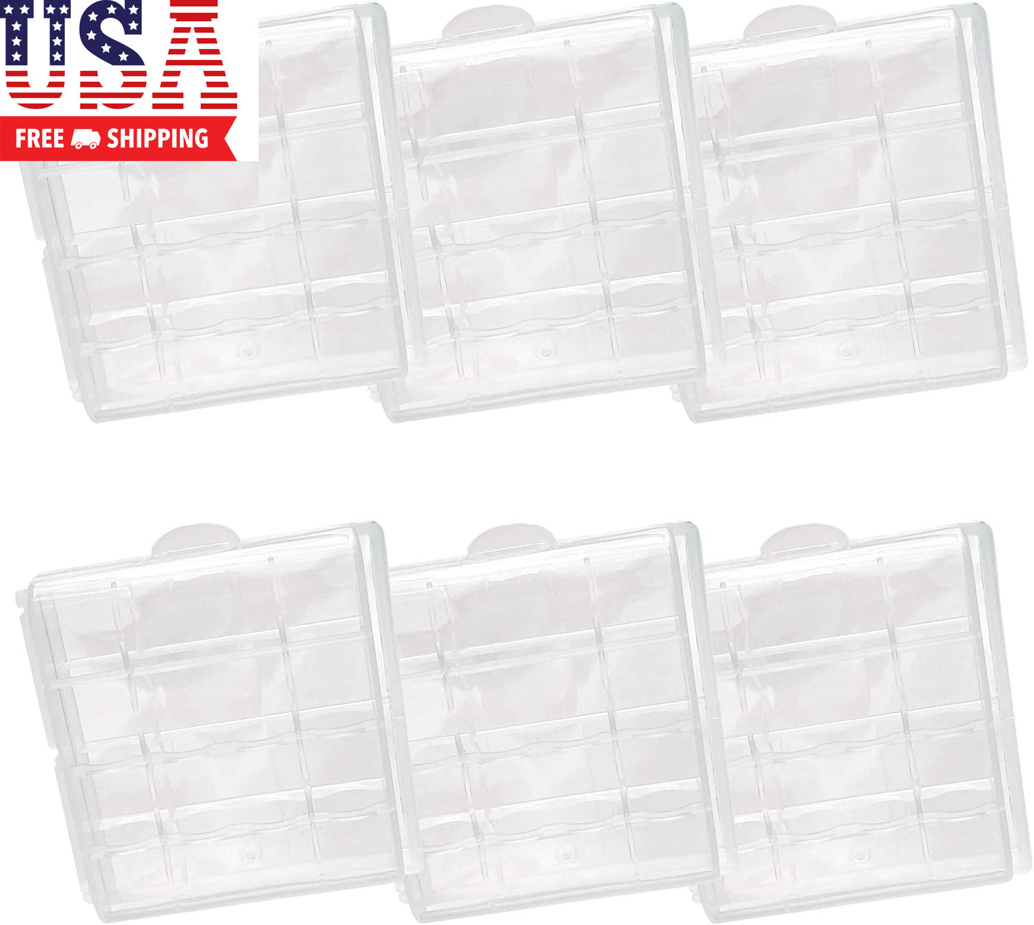 Battery Storage Case for AA/AAA, Battery Holder Box (6Pack Clear)