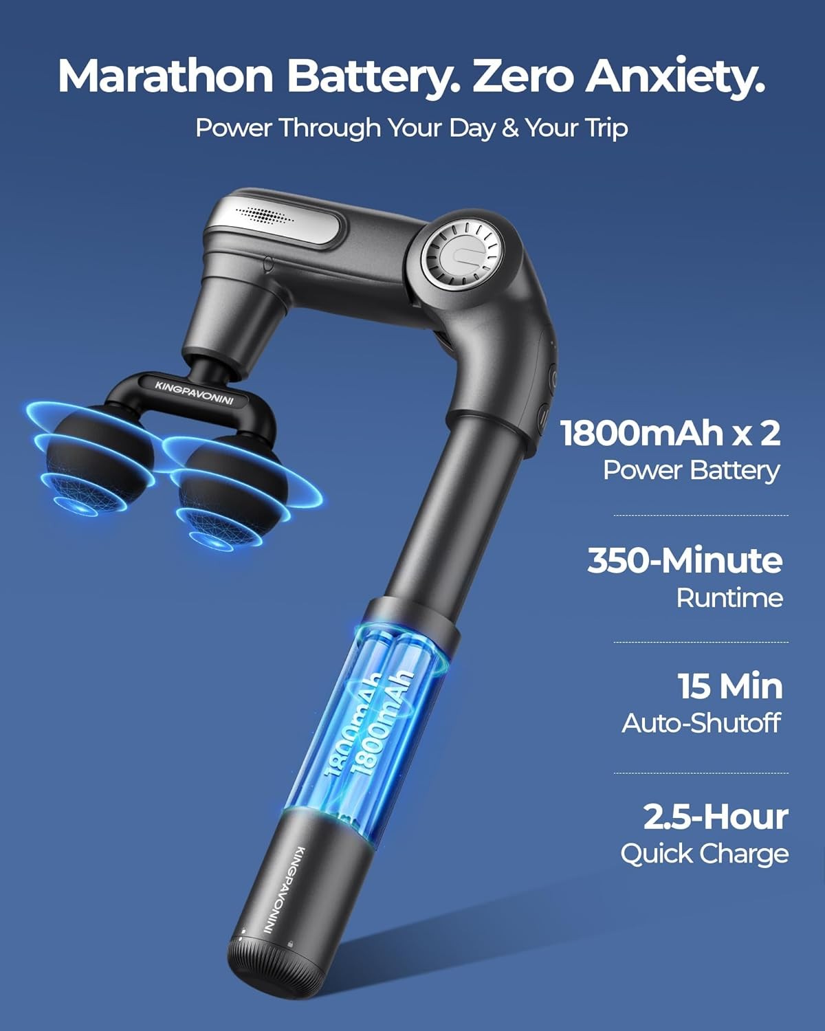 Foldable Massage Gun with Dual-Ball Head, Adjustable Head & Extendable Handle,