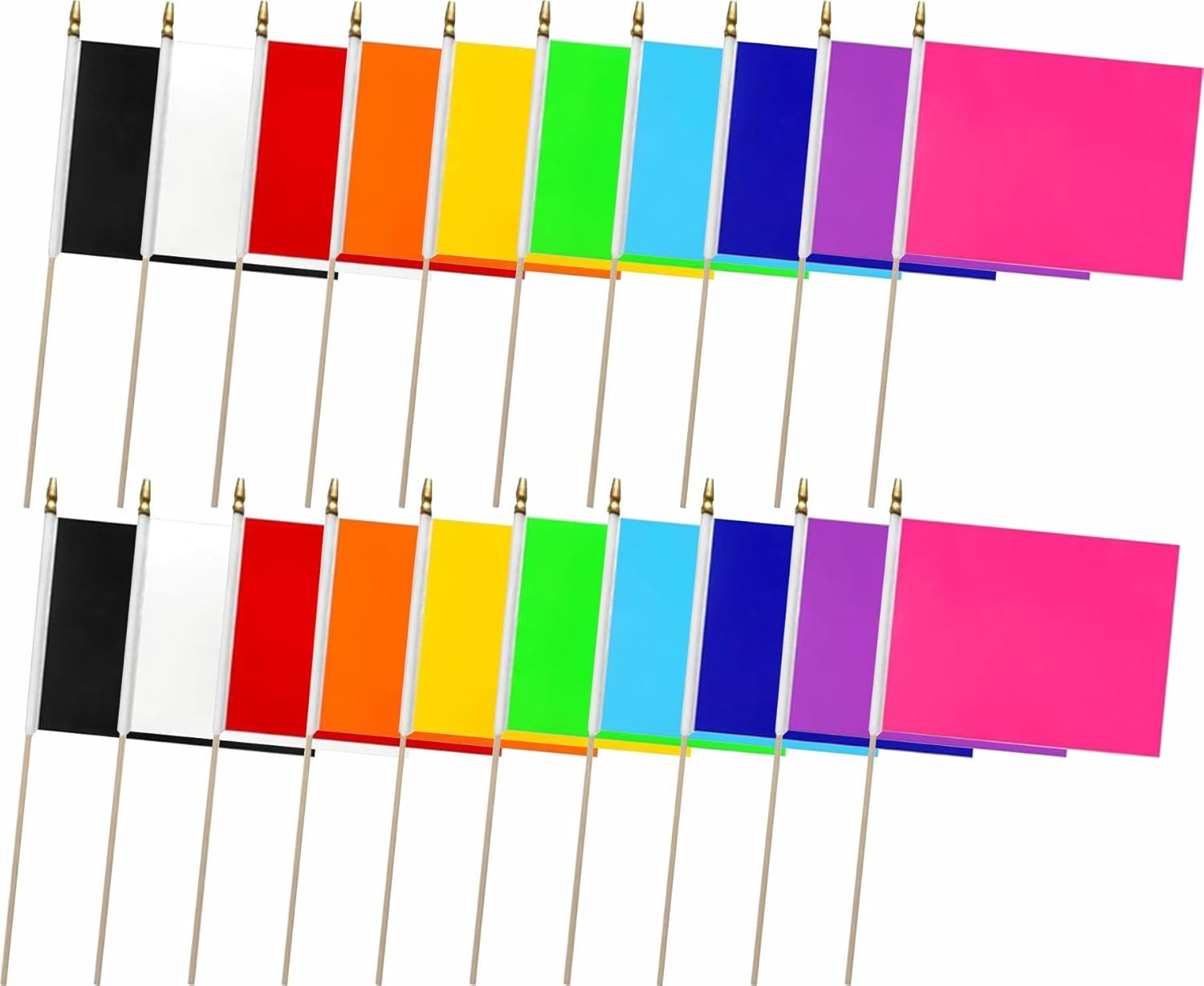 20 Pack Red Orange Yellow Green Blue Purple Black White Pink Small Mini Wood Sti