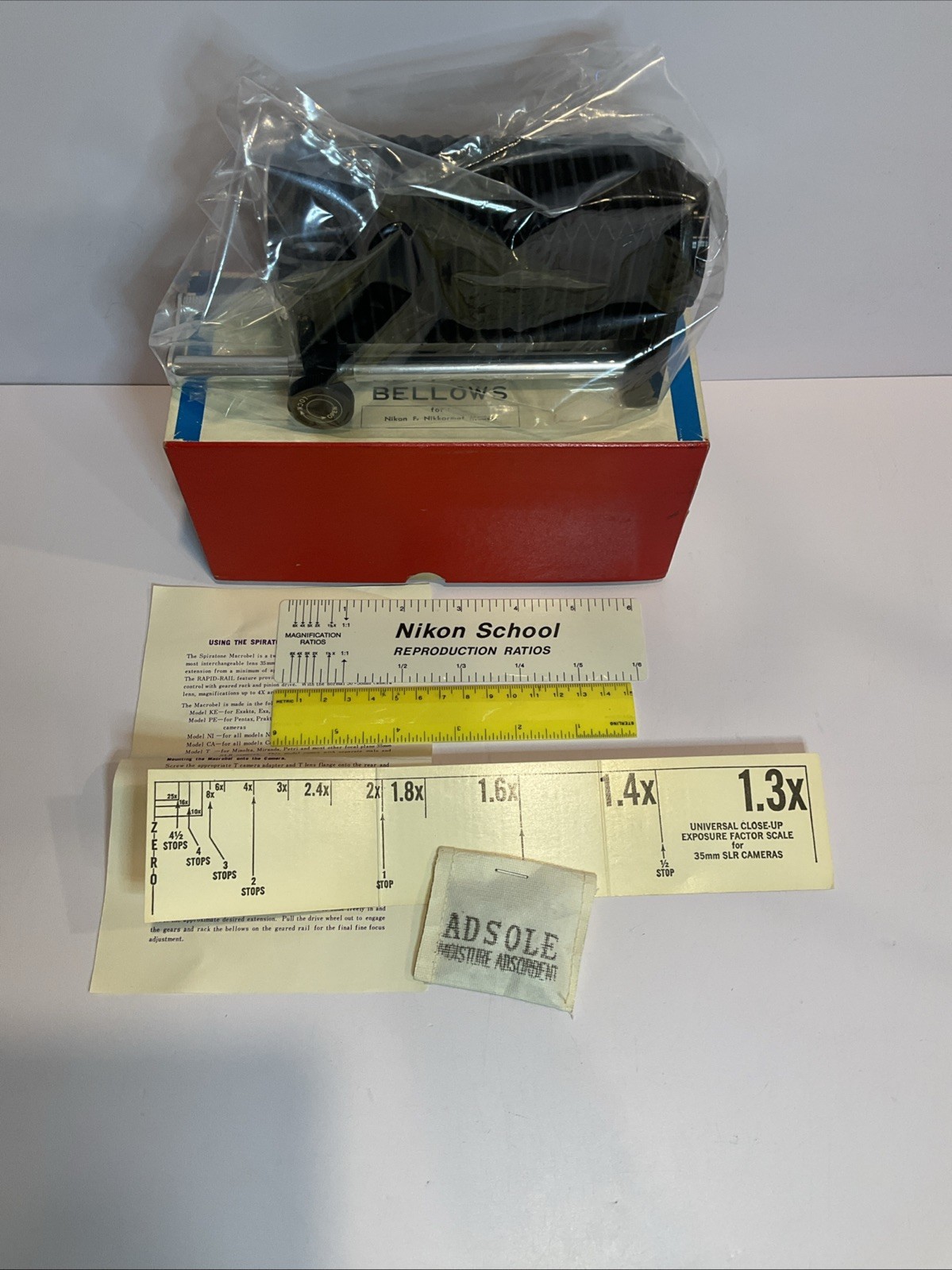 Spiratone "Rapid-rail" Macrobel Macro Camera Bellows for Nikon Mount Rare Box