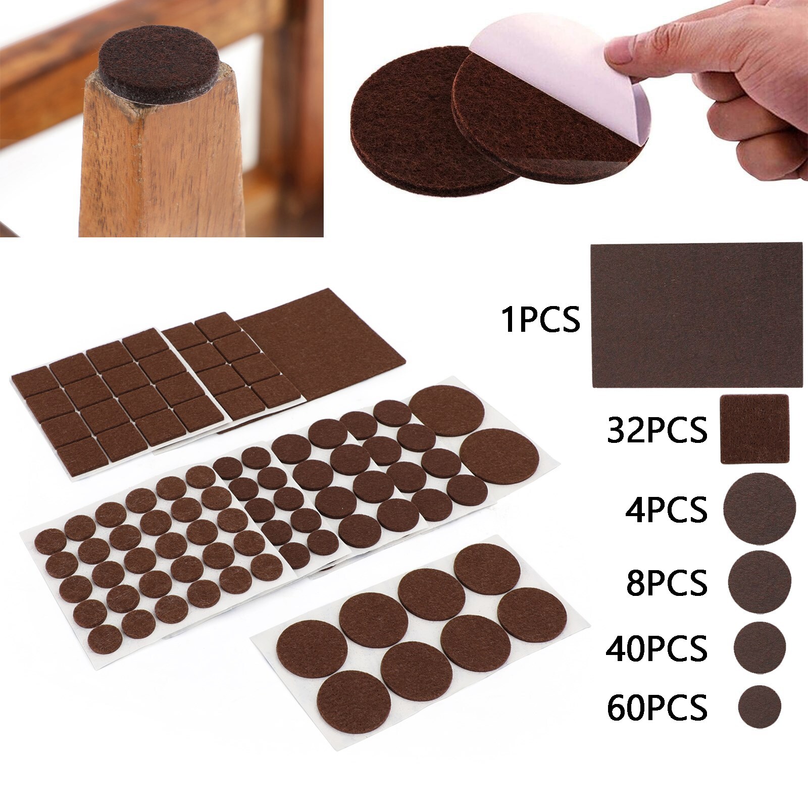 145Pcs Furniture Pads Chair Leg Floor Protectors Felt Pads Hardwood Floors,