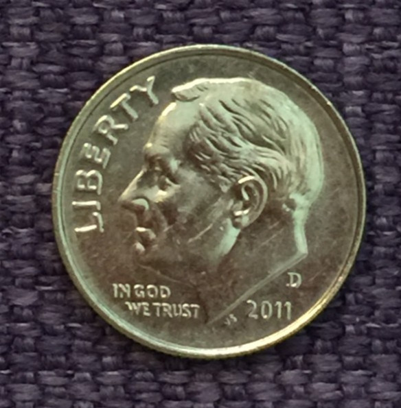 2011 D Roosevelt dime, actual nice coin in picture, free S/H