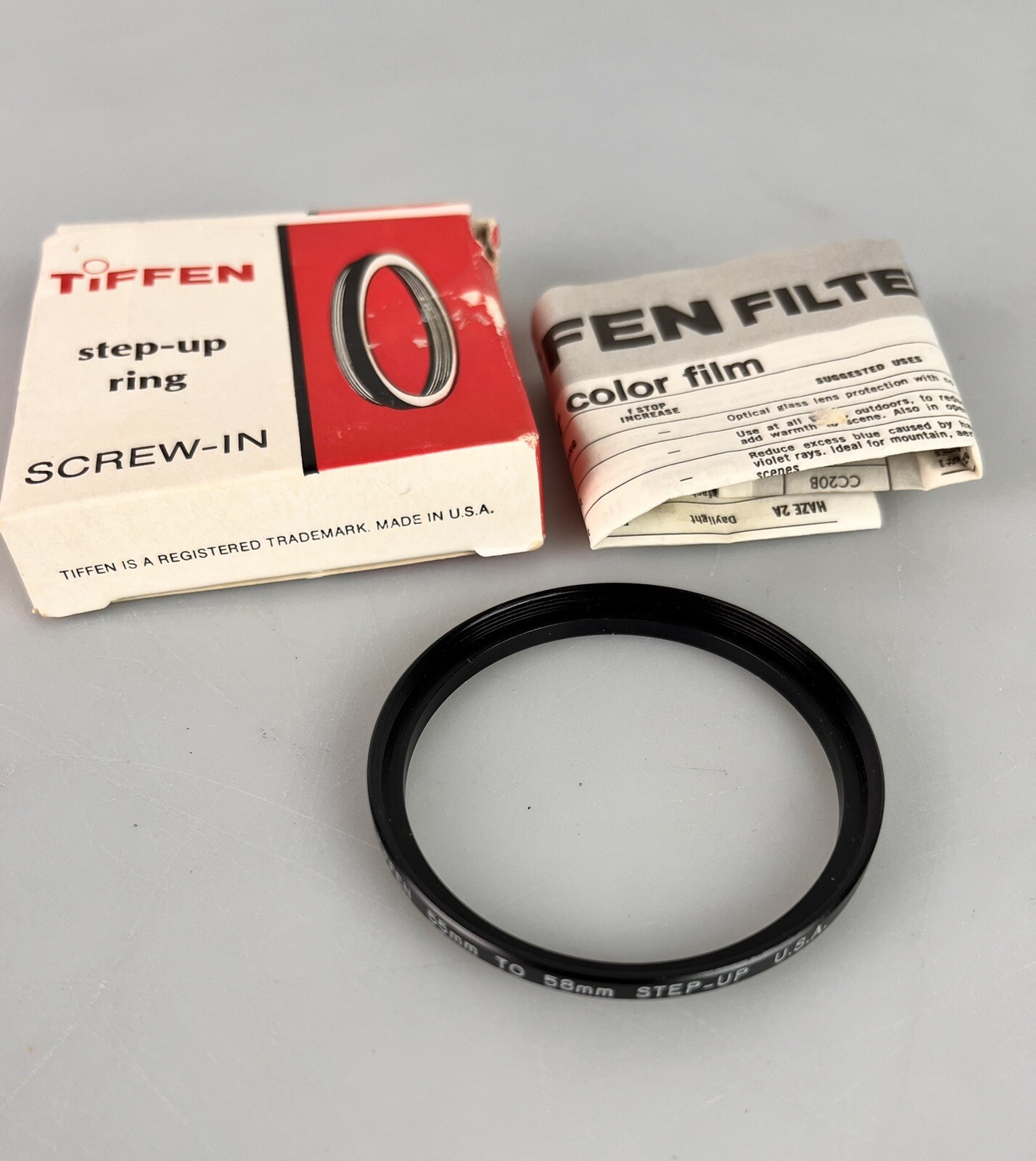 TiFFEN 55-58mm Step Up Lens Filter Converter Adapter Ring 55mm-58mm E55-E58 NOS