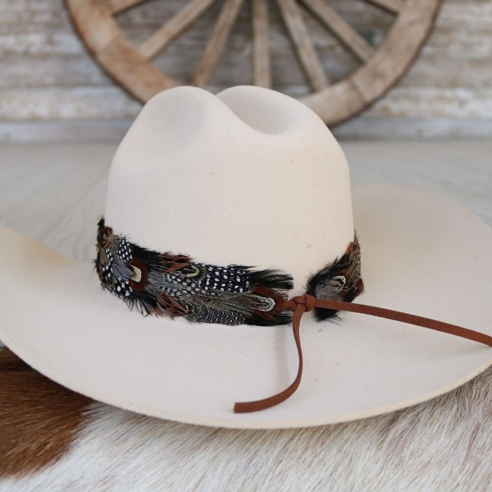 Feather Hat Band for Western Cowboy Hats, Fits All Styles - Falcon