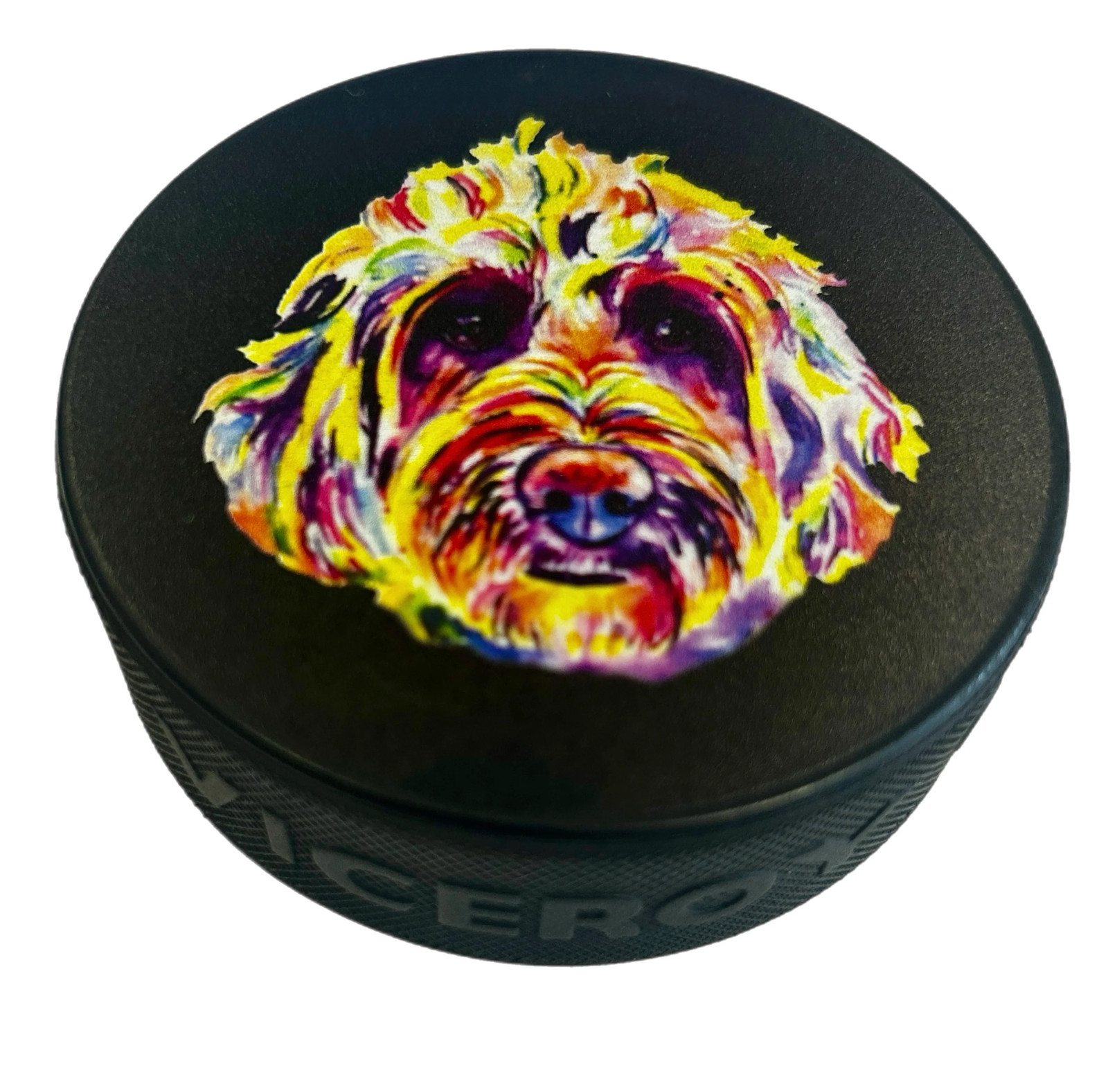 Golden Doodle Hockey Puck