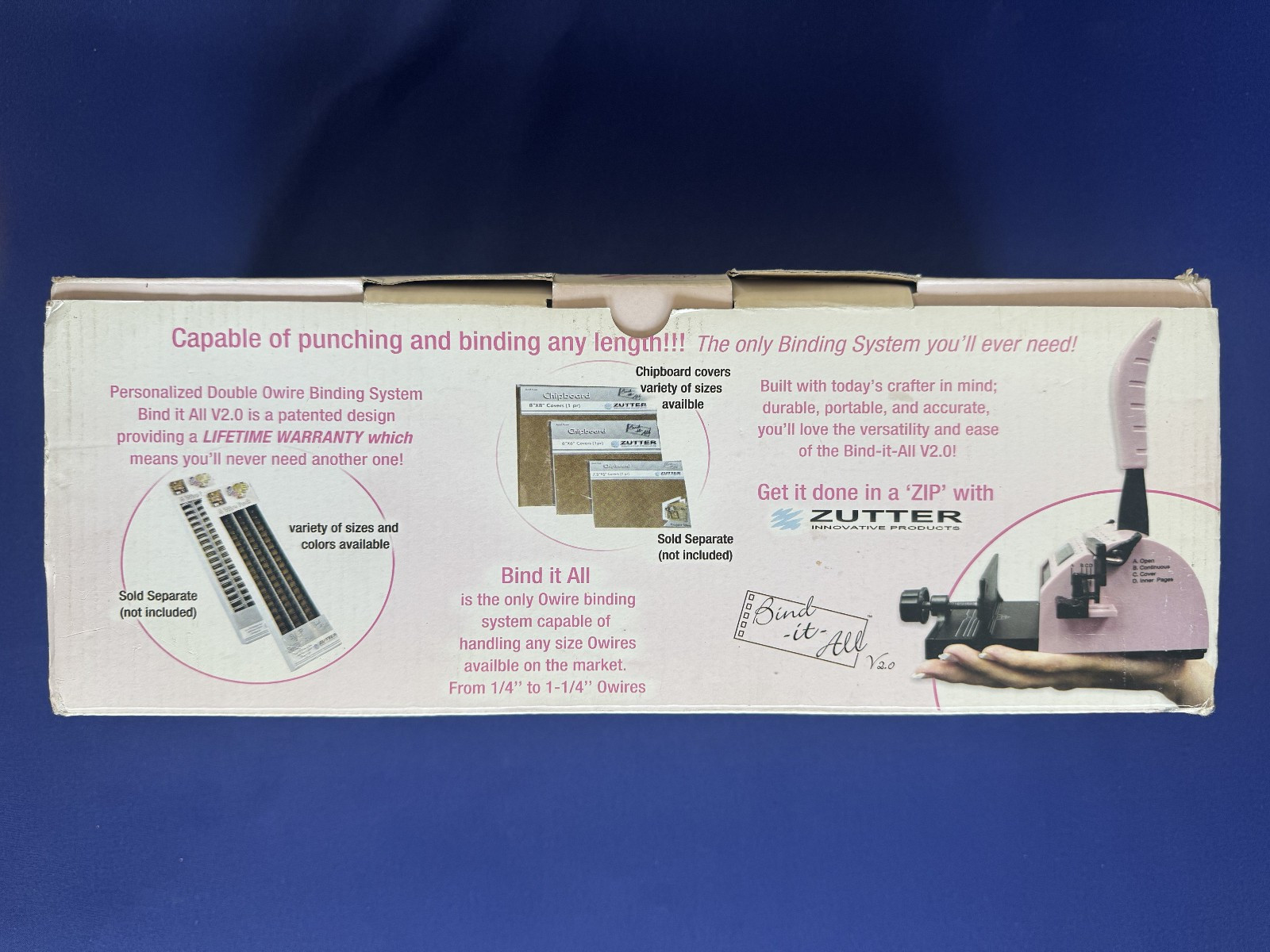 ZUTTER Bind All v2.0 Pink Scrapbooking Project Cover Spiral Binding Machine New