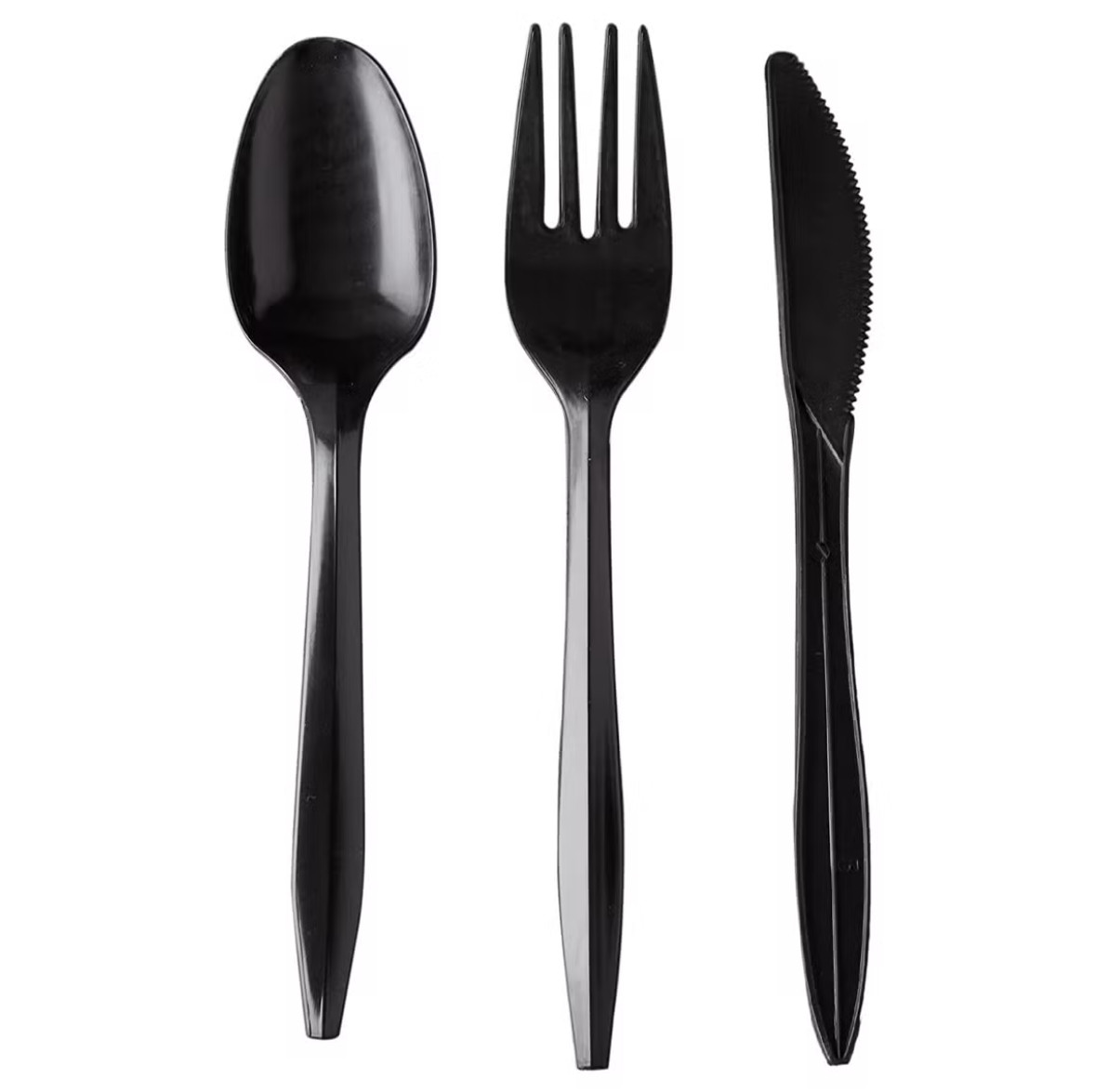 1pc Black plastic silverware set