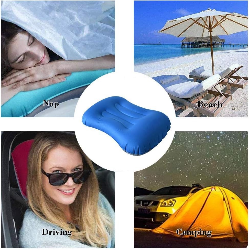 Ultralight Inflatable Camping Pillow - Compact, Water-Resistant, Ergonomic Ne...