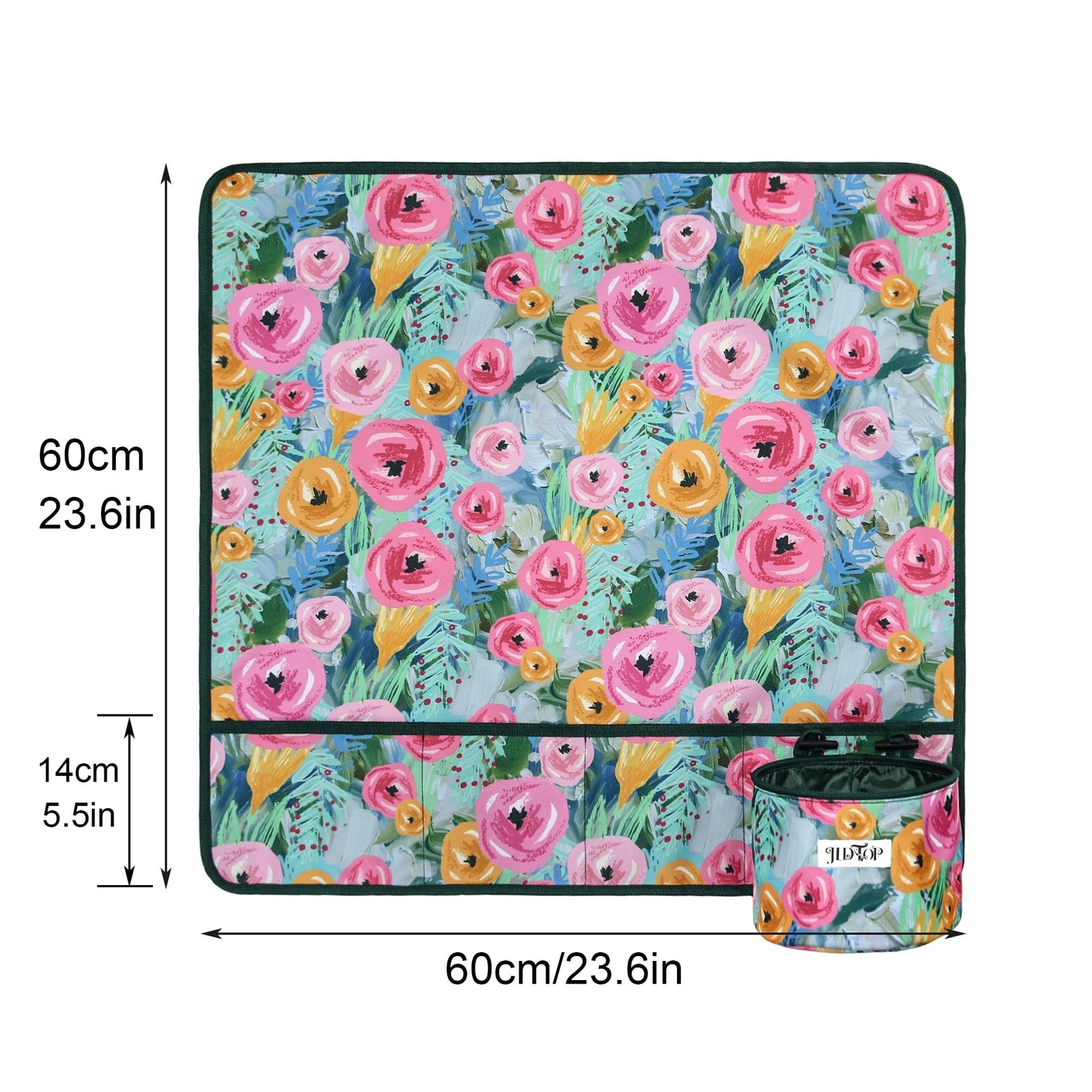 Sewing Machine Pad for Table with Pockets, Non-Slip Floral Mat, Organizer for...