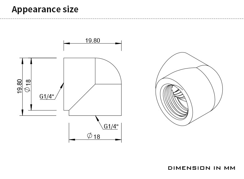 Barrow G1/4" Female to Female Extender Fitting, 90 Degree Angle, Sialver 4 Pack