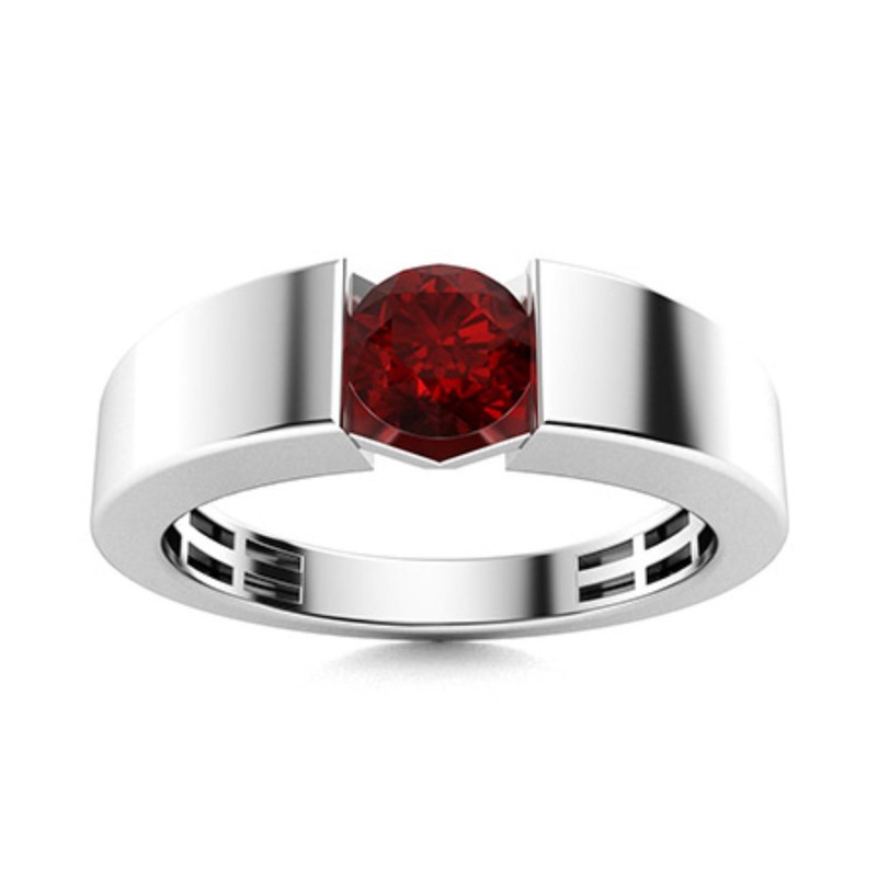 925 Silver Throat Chakra Garnet Stone Solitaire Womens day Wedding Ring
