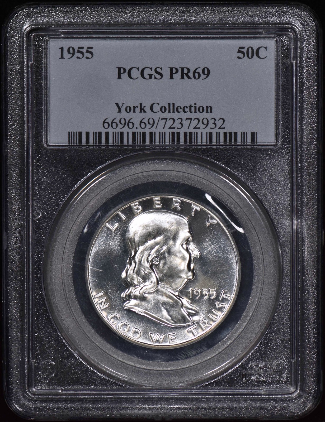 1955 Proof Franklin Half Dollar 50c PCGSPR69 - Pop 4/0! Price Guide $1850