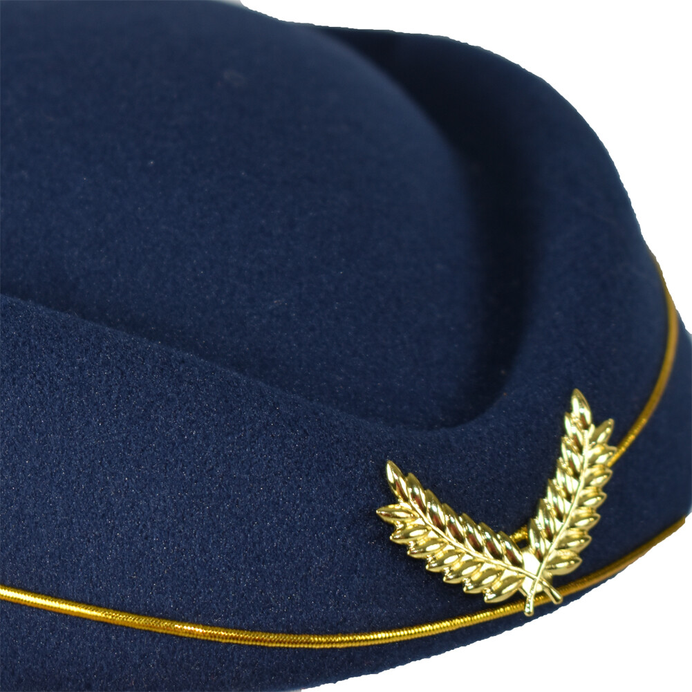 Airline Stewardess Flight Attendant Air Hostess Vintage Looking Hat Navy Blue