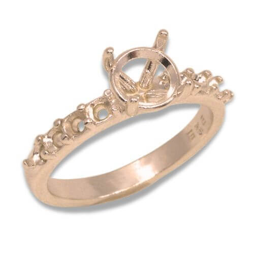 Round Basket Head Accented Pre-notched Ring Mounting
