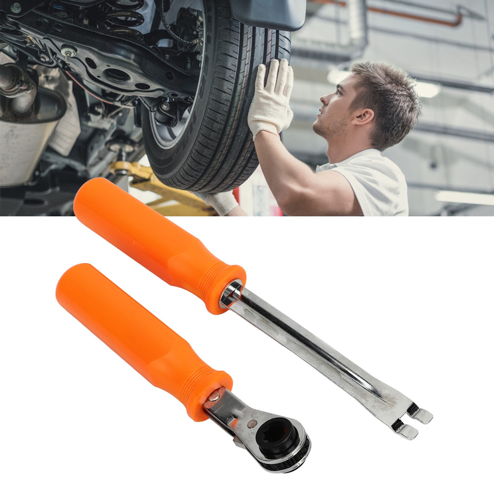 2PCS Automatic Slack Adjuster Tool Set Fork End Release Tool Double Square