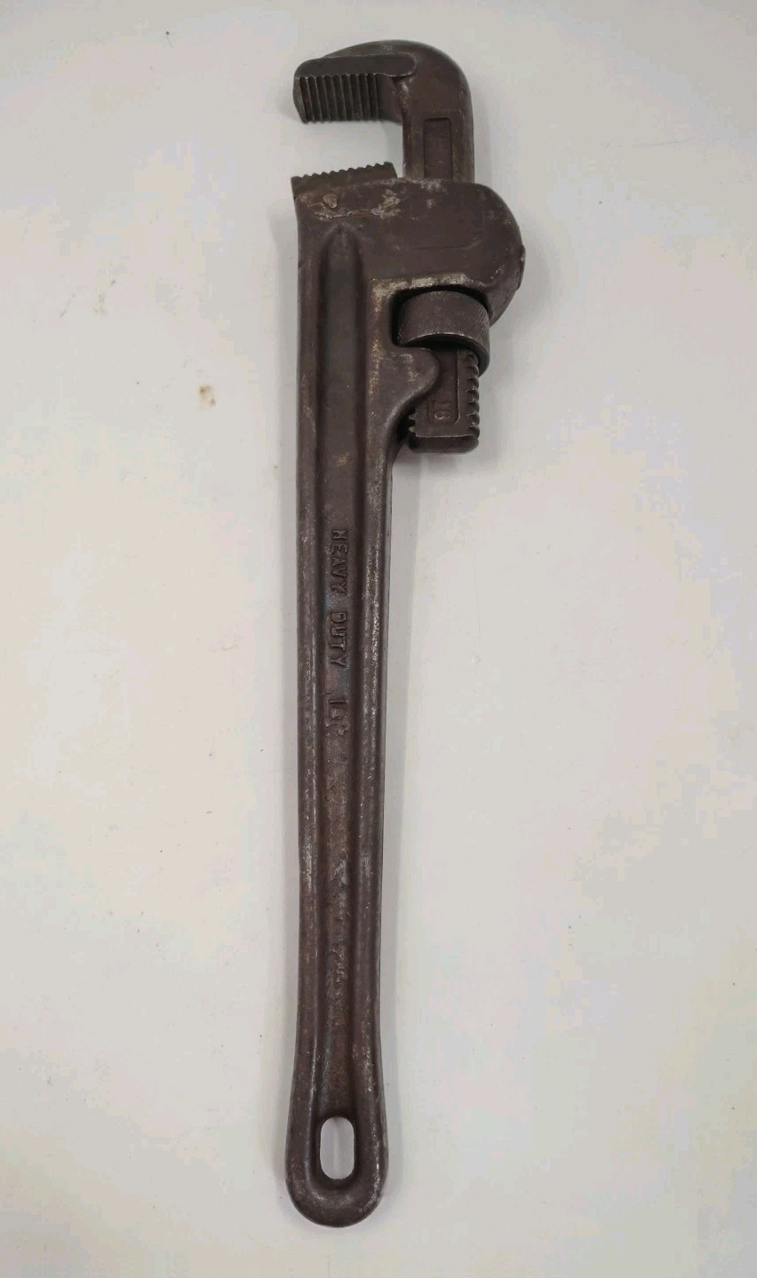 Vintage 18" Heavy Duty Pipe Wrench Adjustable Plumbing Tool Steel USA
