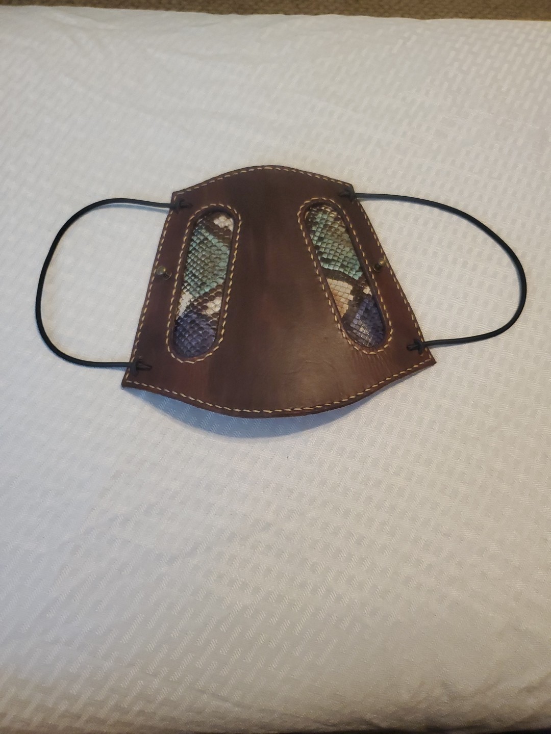 Custom Archery Armguard Snakeskin And Leather.  Easy On Easy Off