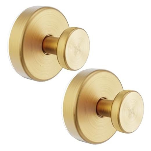 Vacuum Suction Cup Hooks for Shower, Shower Hooks for Inside 2 Pack Round Gold