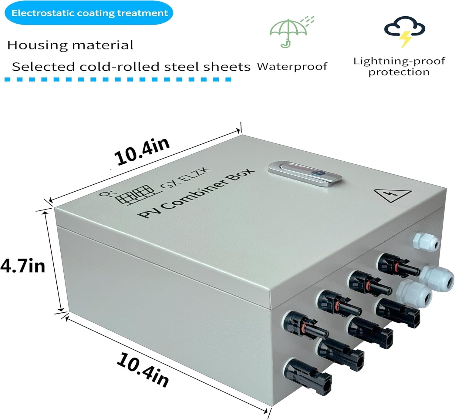 Durable 4-String Solar Combiner Box with 80A Circuit Breakers for Off-Grid Use