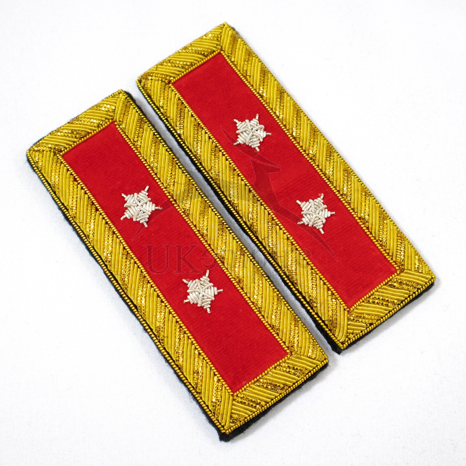 Civil War US Officer Shoulder Boards Major General (Two Star) Artillery Red