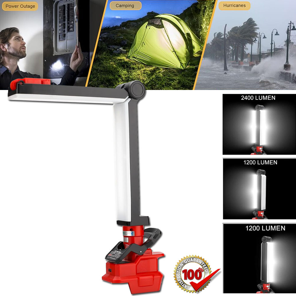 30W 2400LM Wireless LED Work Light for Milwaukee 18V Battery Bright Flashlight