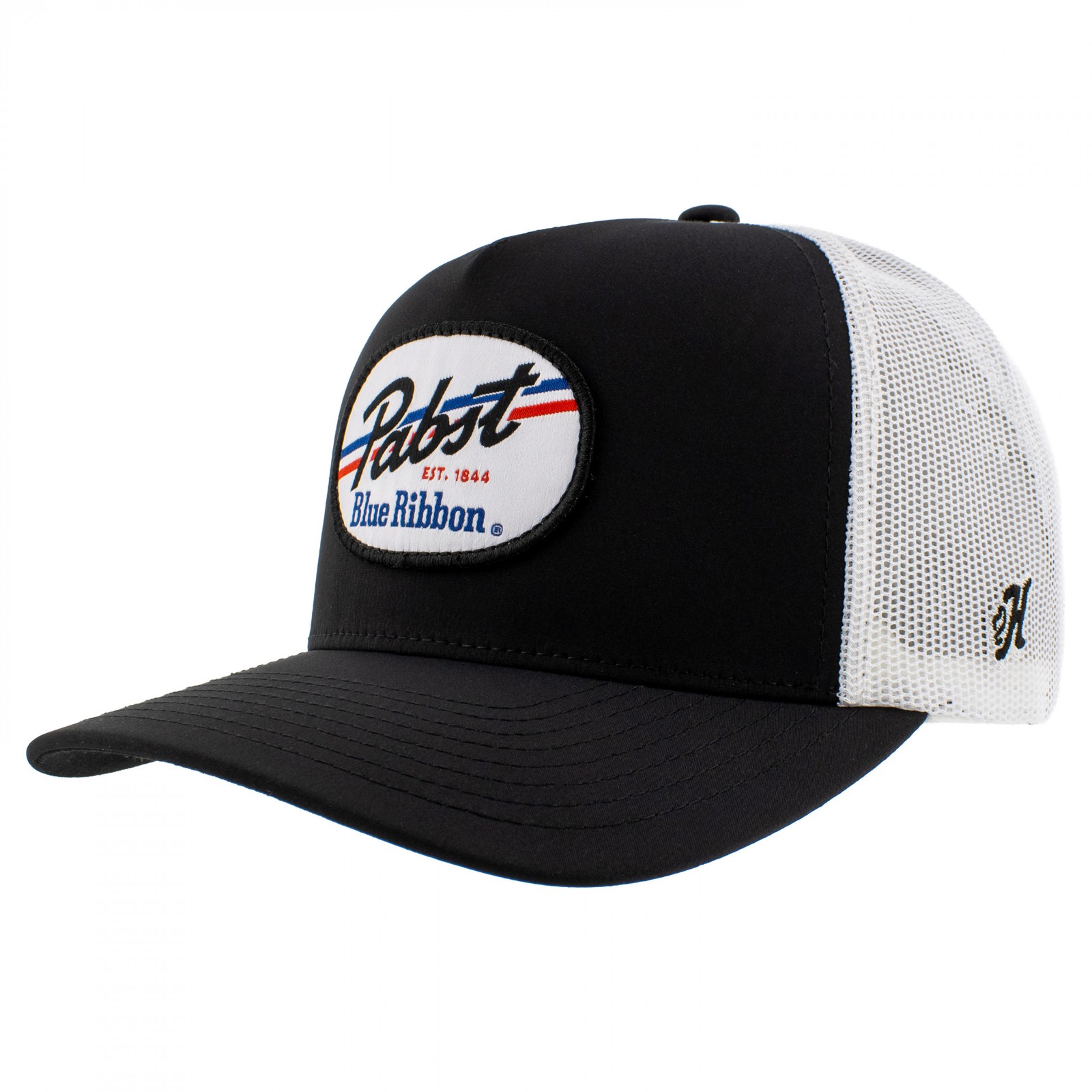 Pabst Blue Ribbon Black and White Trucker Hat with Logo Patch Multi-Color
