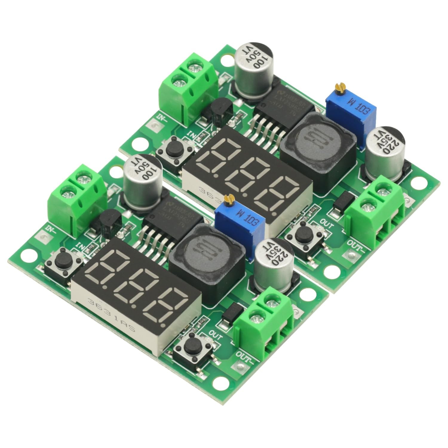 Buck Step Down Module Adjustable Voltage Regulator LED Voltmeter 2 PCS