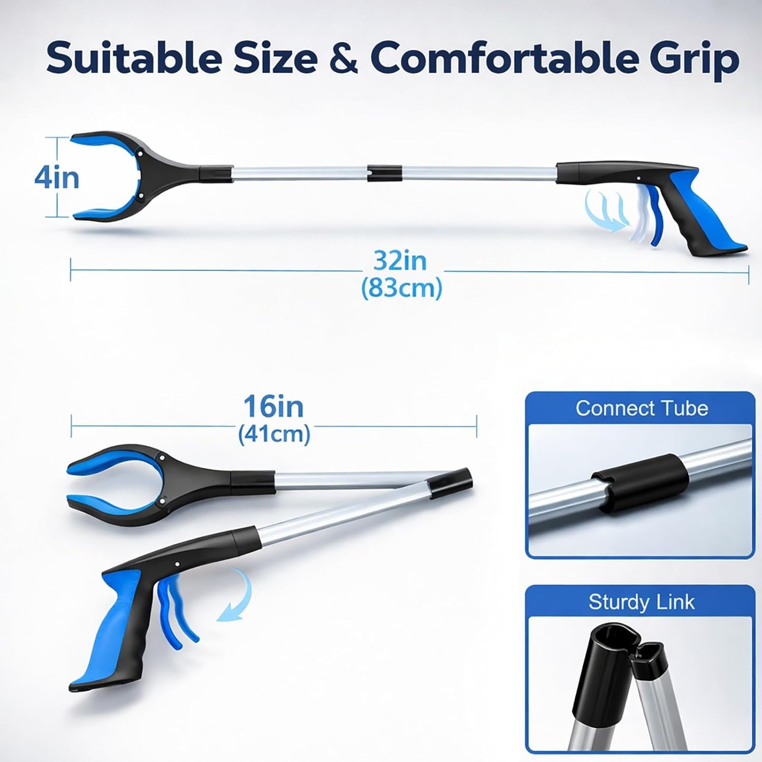 Grabber Reacher Tool - 32” Extra Long Foldable Gripper and Reaching Tool - Heavy