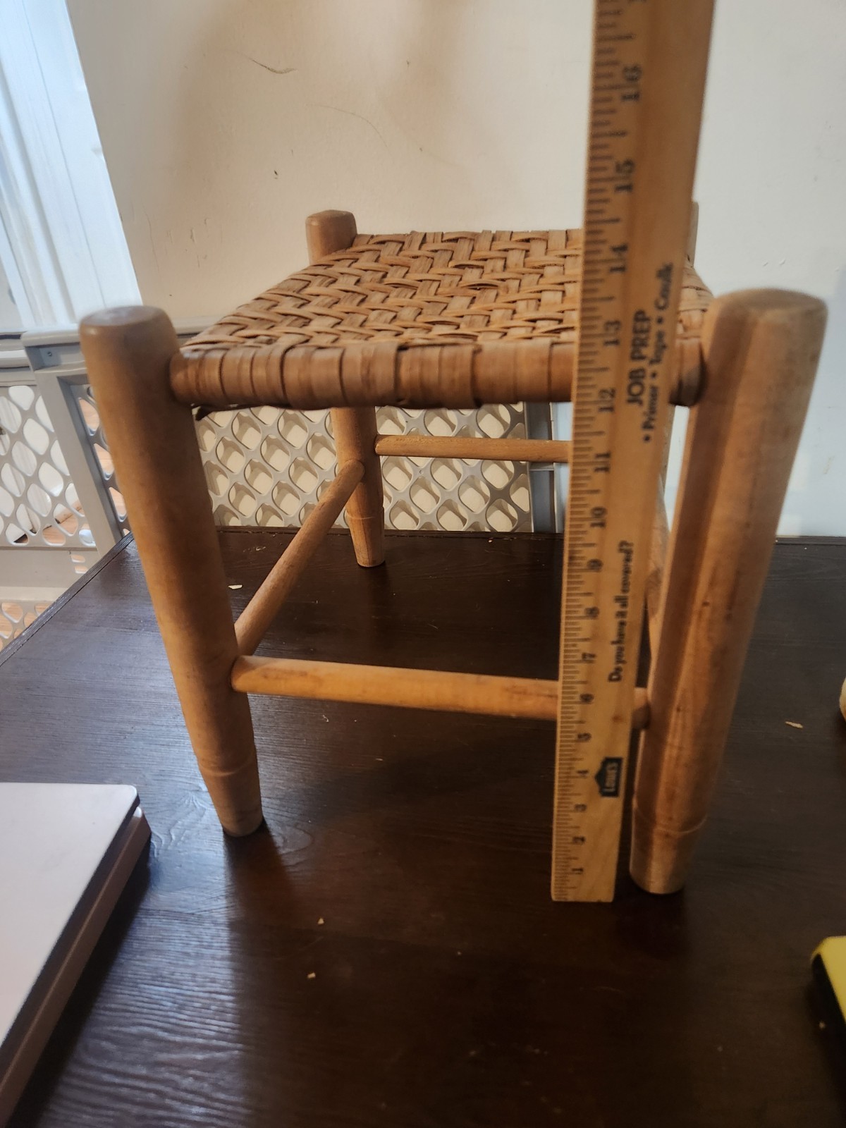 Antique Oak Cane Bottom Foot Stool