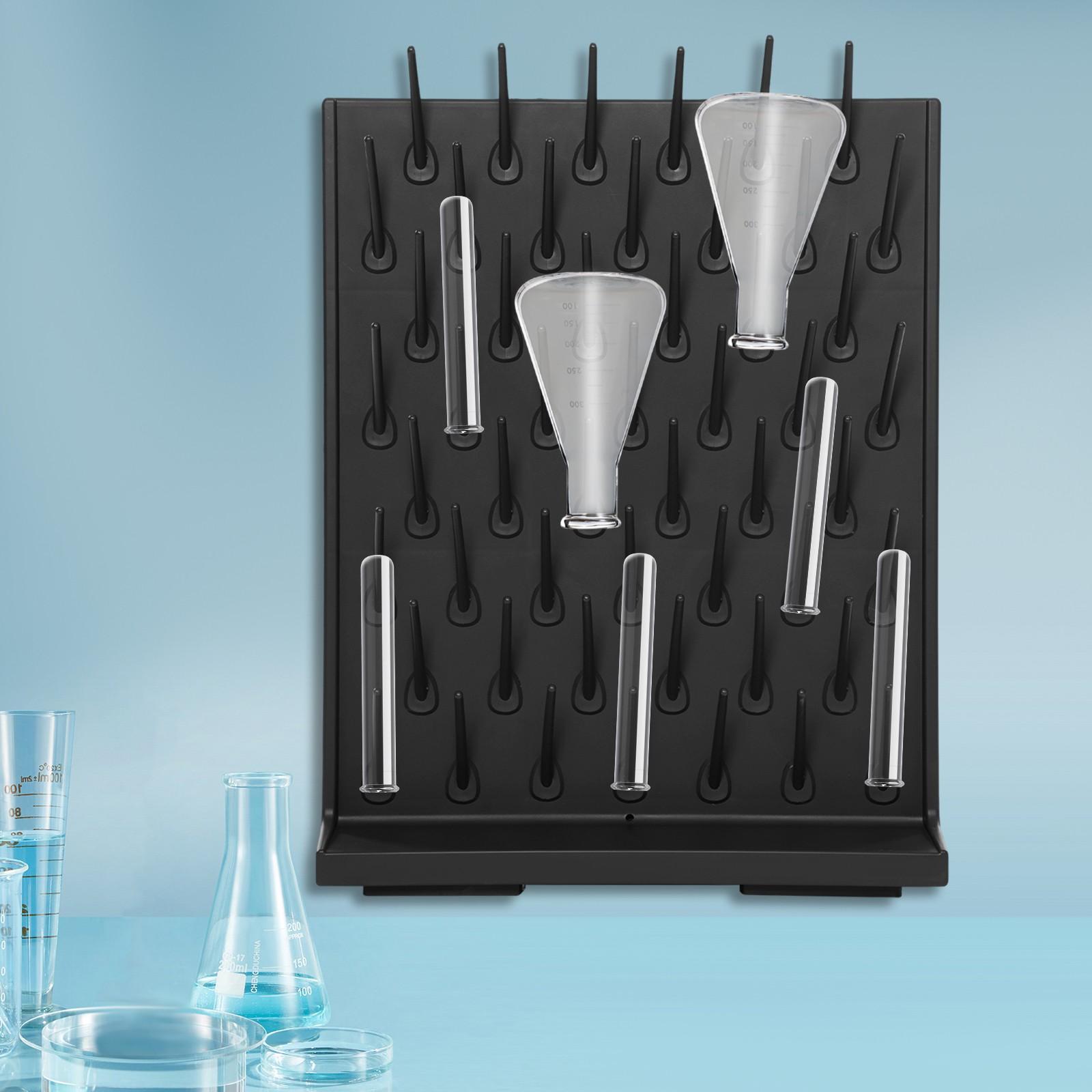 Lab Drying Rack Lab 52 Columns Removable Glassware Drying Rack PP Draining Rack