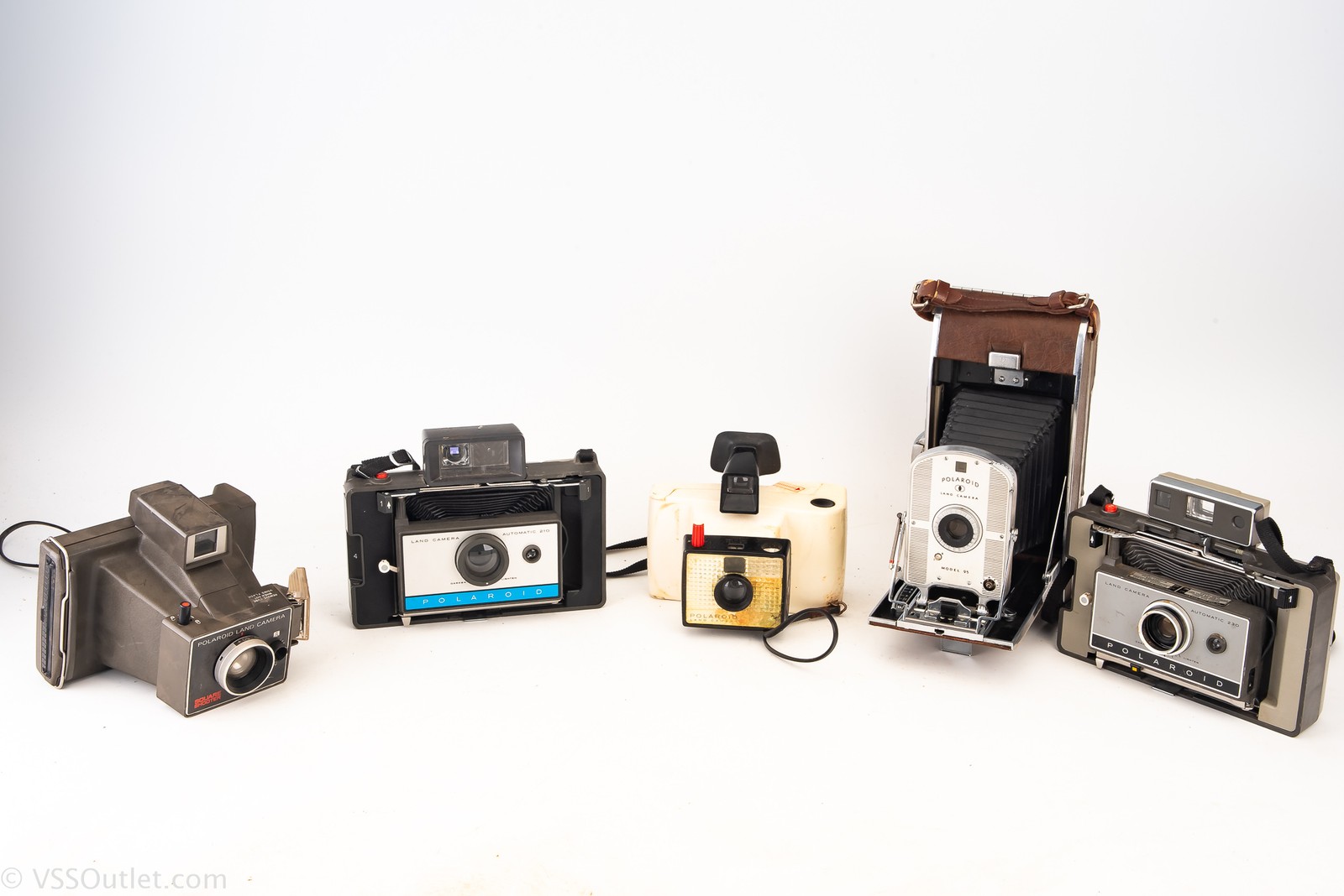 Lot of 5 Polaroid Instant Film Cameras 230 210 95 Square AS-IS PARTS REPAIR V21